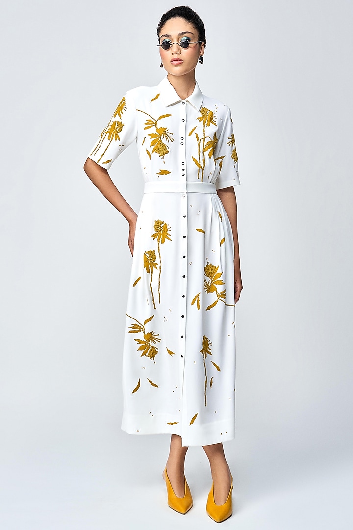 Ivory Japanese Crepe Cocktail Dress by Shahin Mannan at Pernia's Pop Up Shop