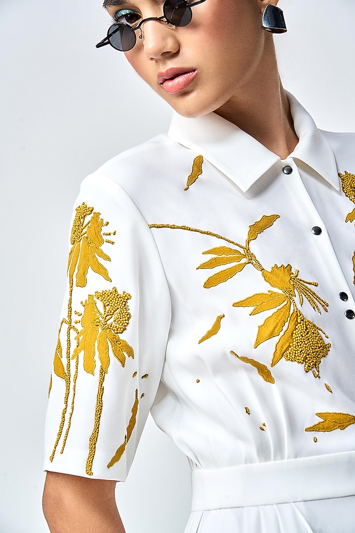 Ivory Japanese Crepe Cocktail Dress by Shahin Mannan at Pernia's Pop Up Shop