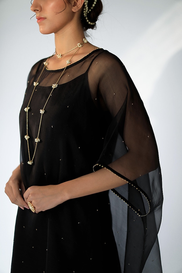 Black Embellished Pants Set by Shikha Mehta at Pernia's Pop Up Shop