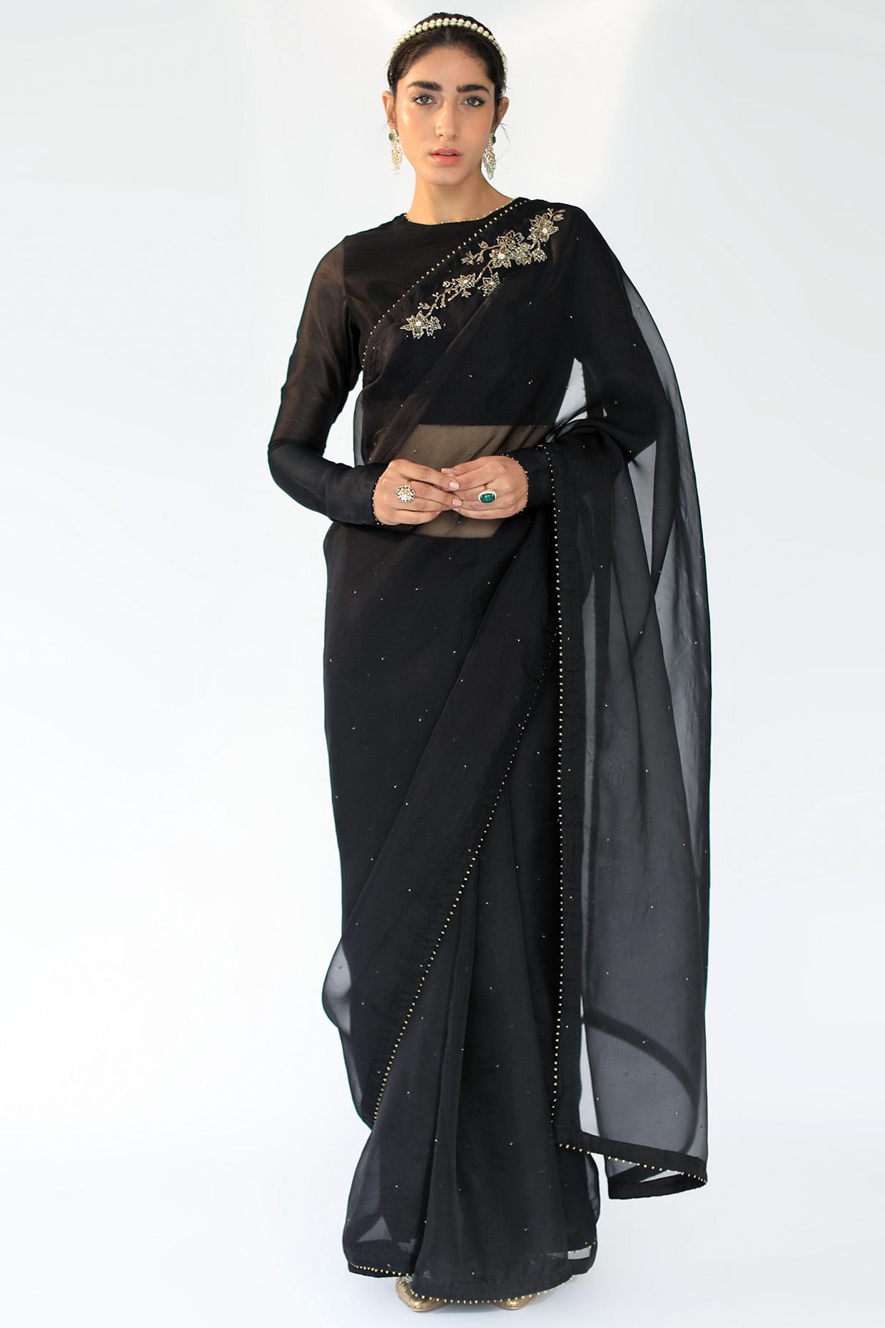 Buy AKSHARAM Women Black Embellished Georgette Bollywood Saree Online at  Best Prices in India - JioMart.