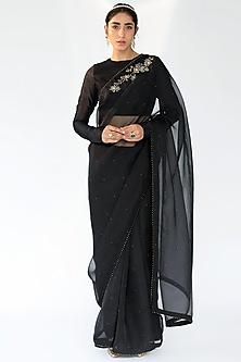 Black Embellished Saree Set Design by Shikha Mehta at Pernia's Pop Up ...