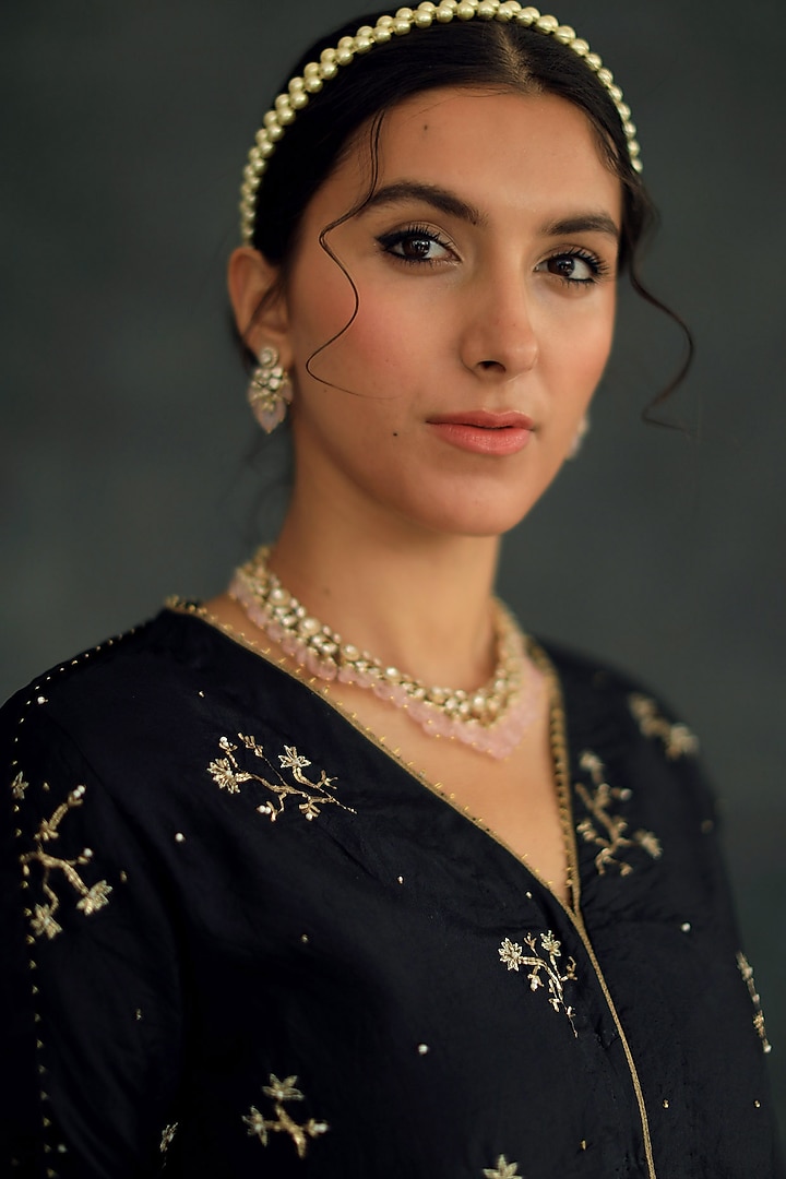 Black Embroidered Wedding Sharara Set by Shikha Mehta at Pernia's Pop Up Shop