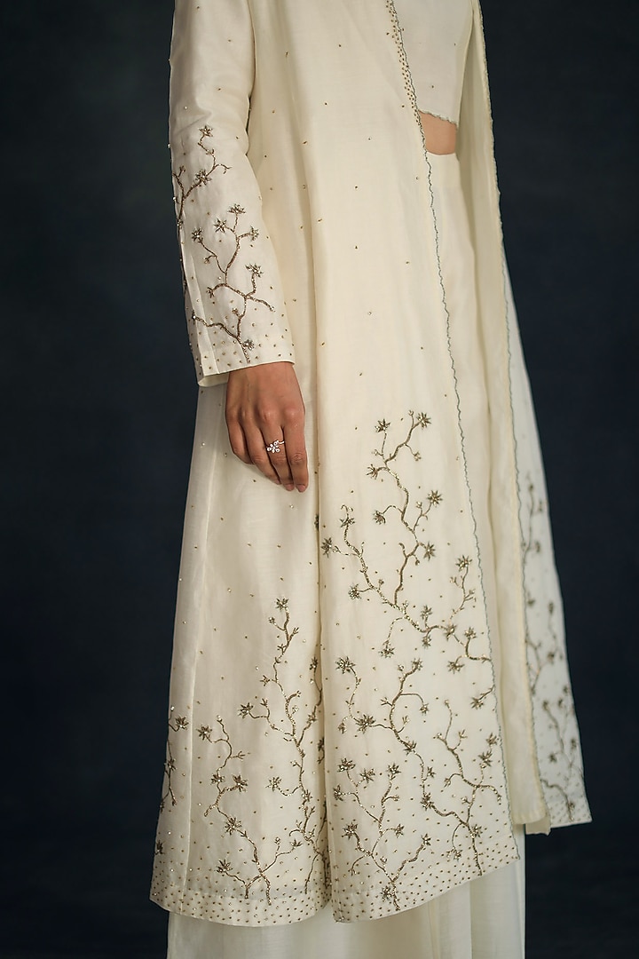 Ivory Embellished Jacket Set by Shikha Mehta at Pernia's Pop Up Shop