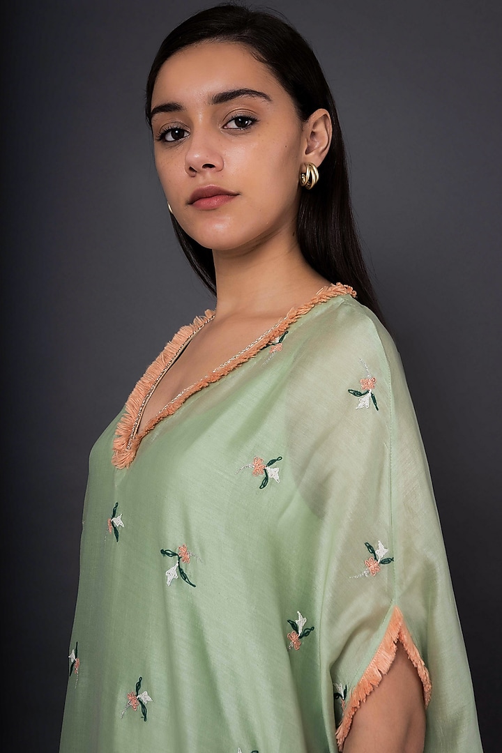 Green Zari Embroidered Pajama Pants Set by Shikha Mehta at Pernia's Pop Up Shop