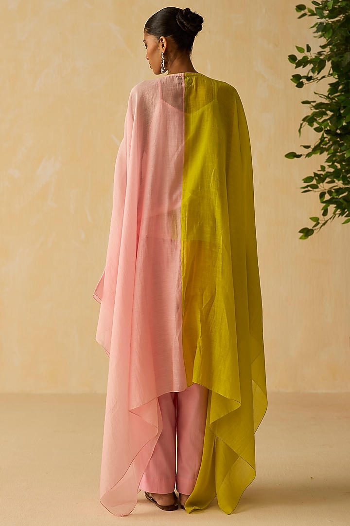 Lilac & Green Mirror Embroidered Kaftan Set by Shikha Mehta at Pernia's Pop Up Shop