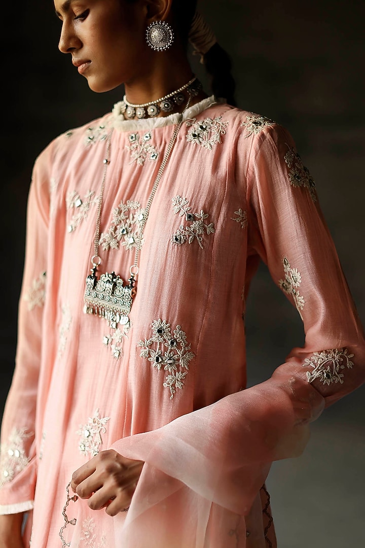 Pink Embroidered Wedding Anarkali Set by Shikha Mehta at Pernia's Pop Up Shop