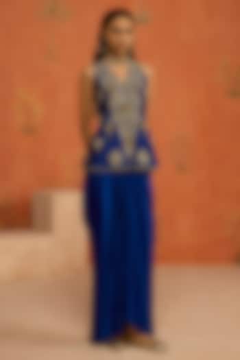 Black Silk Chanderi Dori Embroidered Jacket Set by Shikha Mehta at Pernia's Pop Up Shop