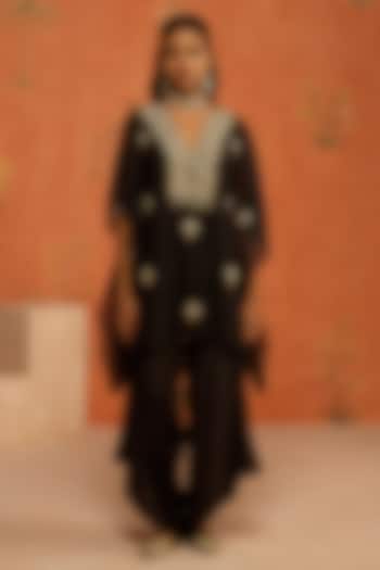 Black Mul Chanderi Dori Embroidered Co-Ord Set by Shikha Mehta at Pernia's Pop Up Shop