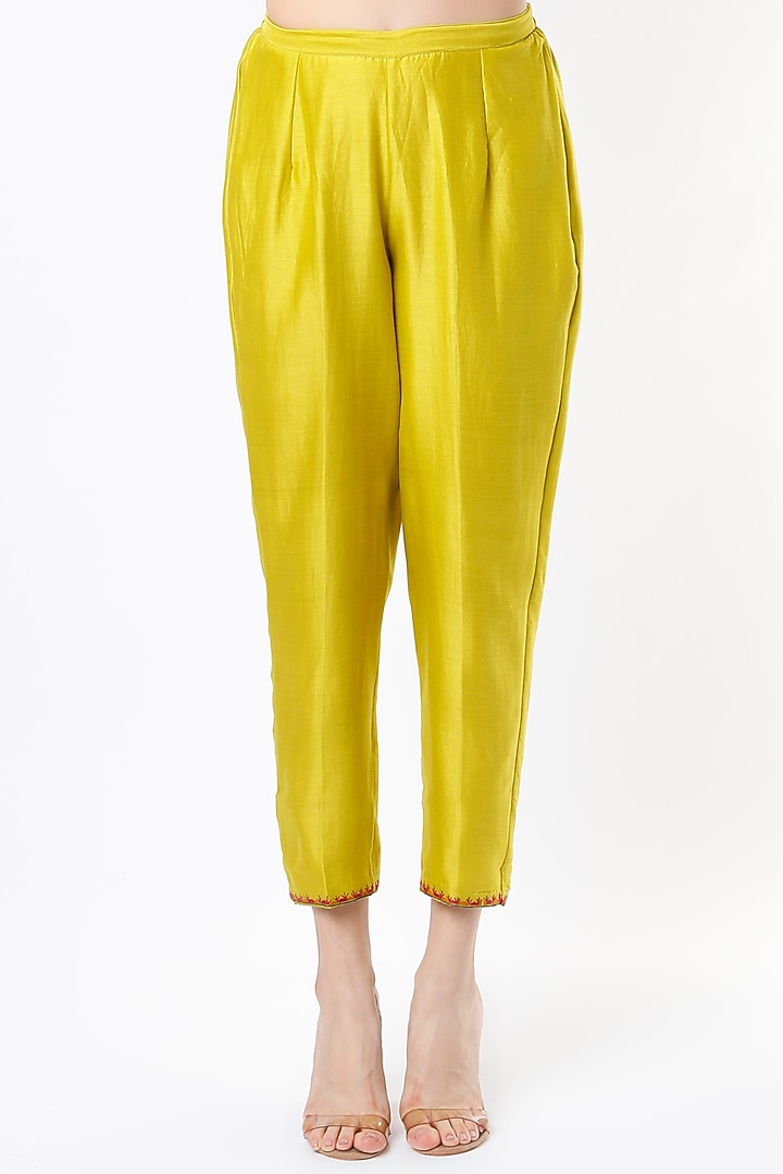 Lime Embroidered Pant Set by Shikha Mehta at Pernia's Pop Up Shop