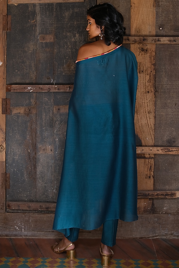 Teal Chanderi Tunic Set by Shikha Mehta at Pernia's Pop Up Shop