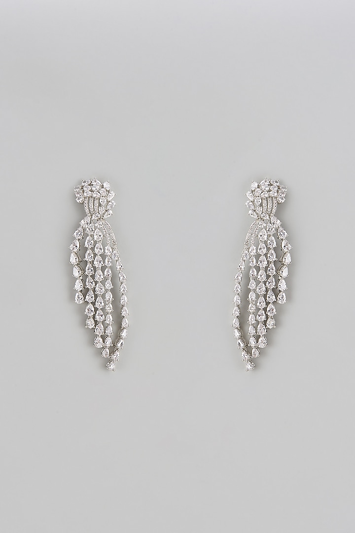 White Finish Zircon Dangler Earrings by Shhimmerz jewellery