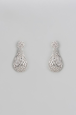 White Finish Zircon Dangler Earrings by Shhimmerz jewellery
