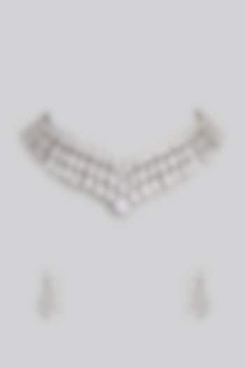 White Finish Zircon Necklace Set by Shhimmerz jewellery