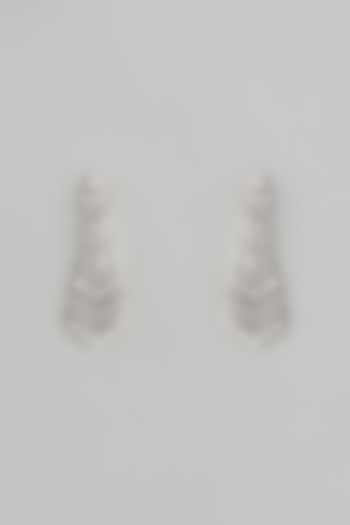 White Finish Zircon Dangler Earrings by Shhimmerz jewellery at Pernia's Pop Up Shop