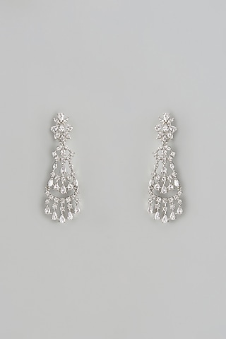 White Finish Zircon Dangler Earrings by Shhimmerz jewellery