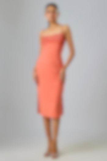 Pink Cupro Strappy Midi Party Wear Dress by Sharnita Nandwana at Pernia's Pop Up Shop