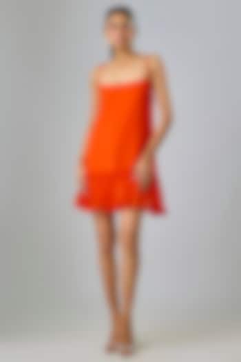 Orange Cupro Beaded Strappy Mini Cocktail Dress by Sharnita Nandwana at Pernia's Pop Up Shop