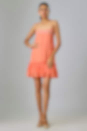 Peach Cupro Sequins Embellished Mini Cocktail Dress by Sharnita Nandwana at Pernia's Pop Up Shop