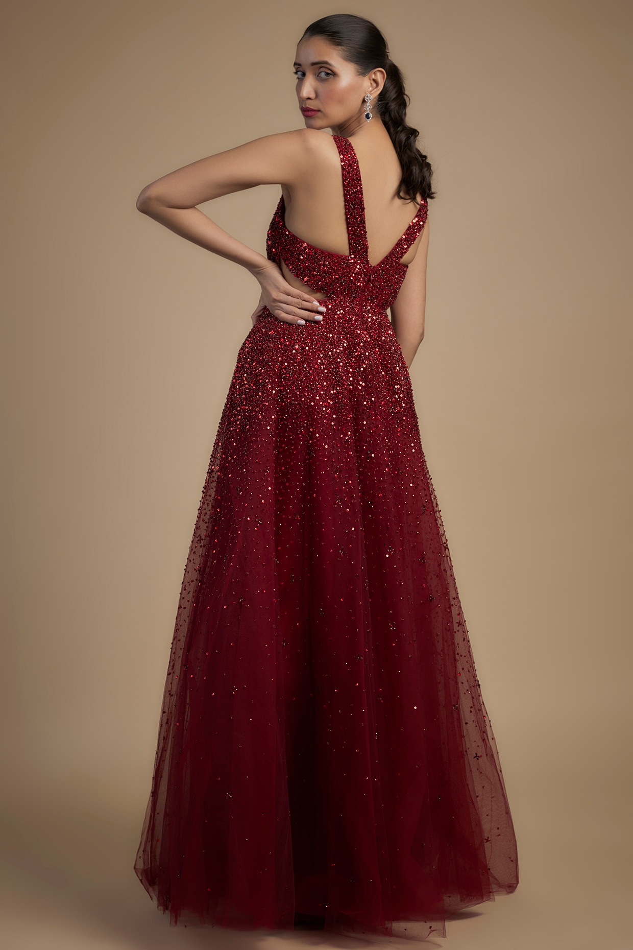 LOU red maxi sequin evening dress