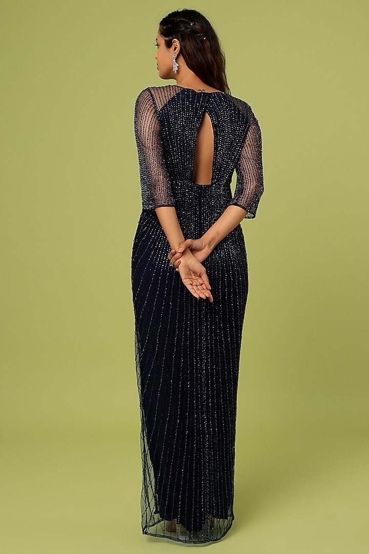 Black Hand Beaded Wedding Gown by Sharnita Nandwana at Pernia's Pop Up Shop