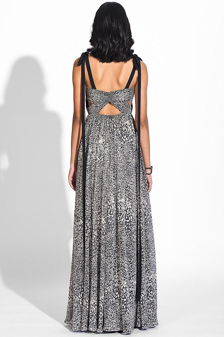 Charcoal Printed Gown by Sharnita Nandwana at Pernia's Pop Up Shop
