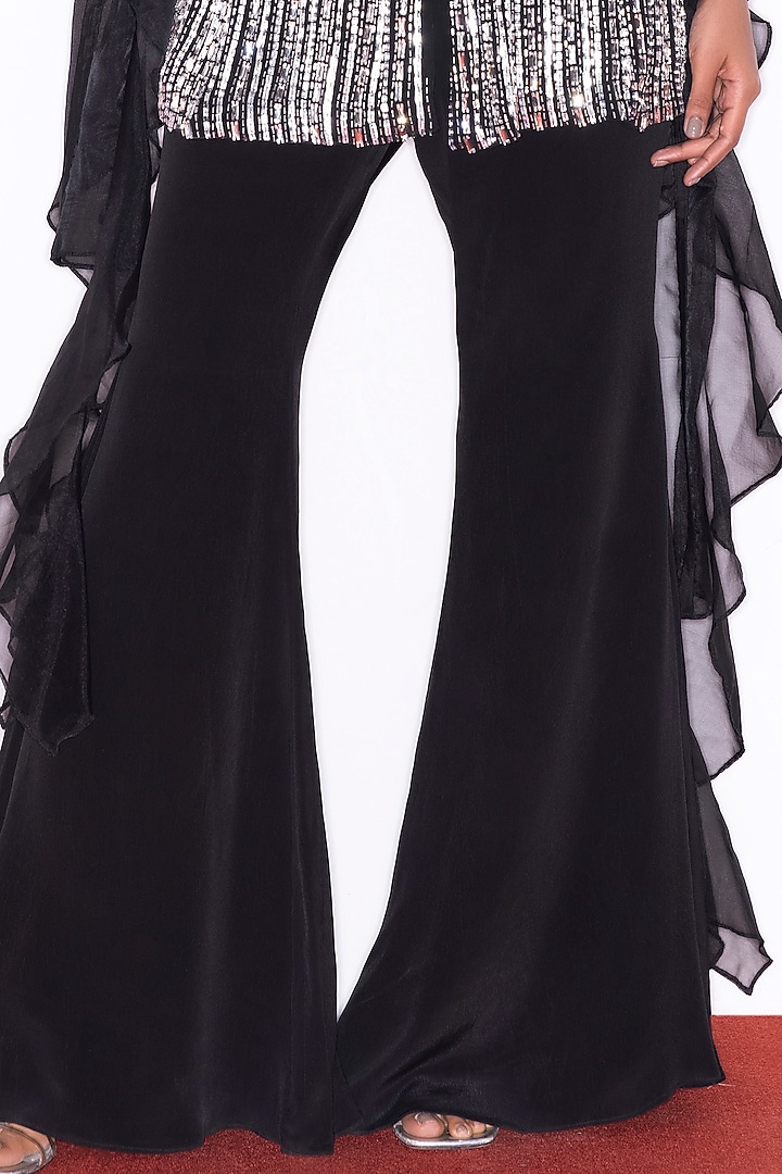 Black Crepe Bridal Sharara Set by Shian at Pernia's Pop Up Shop