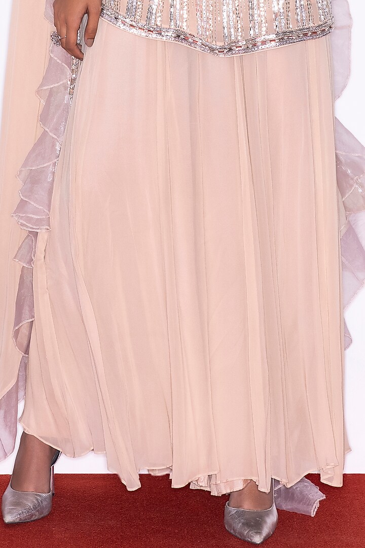 Champagne Georgette Bridal Sharara Set by Shian at Pernia's Pop Up Shop