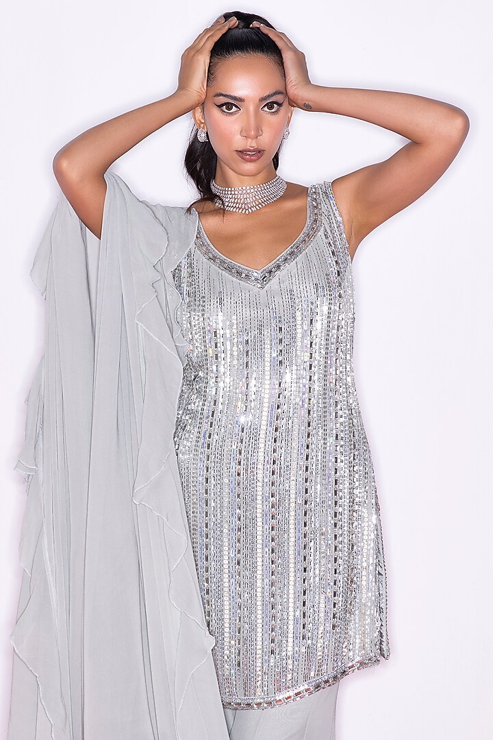 Sea Green Georgette Bridal Sharara Set by Shian at Pernia's Pop Up Shop