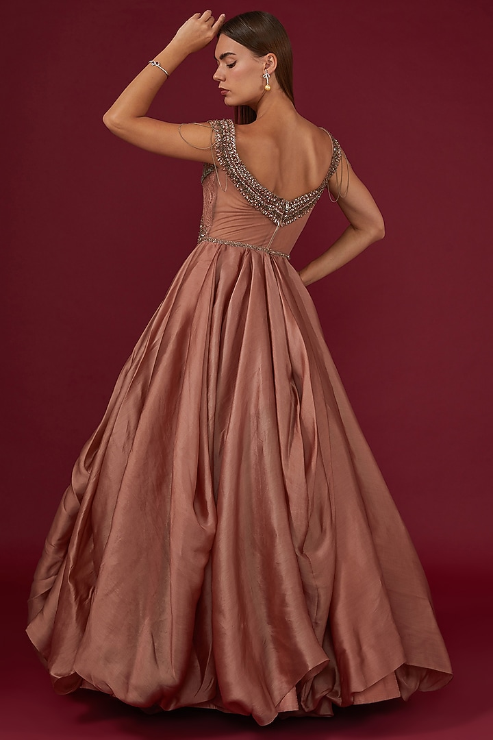 Dusty Rose Organza Zardosi Embroidered Bridal Gown by Shantnu & Nikhil at Pernia's Pop Up Shop