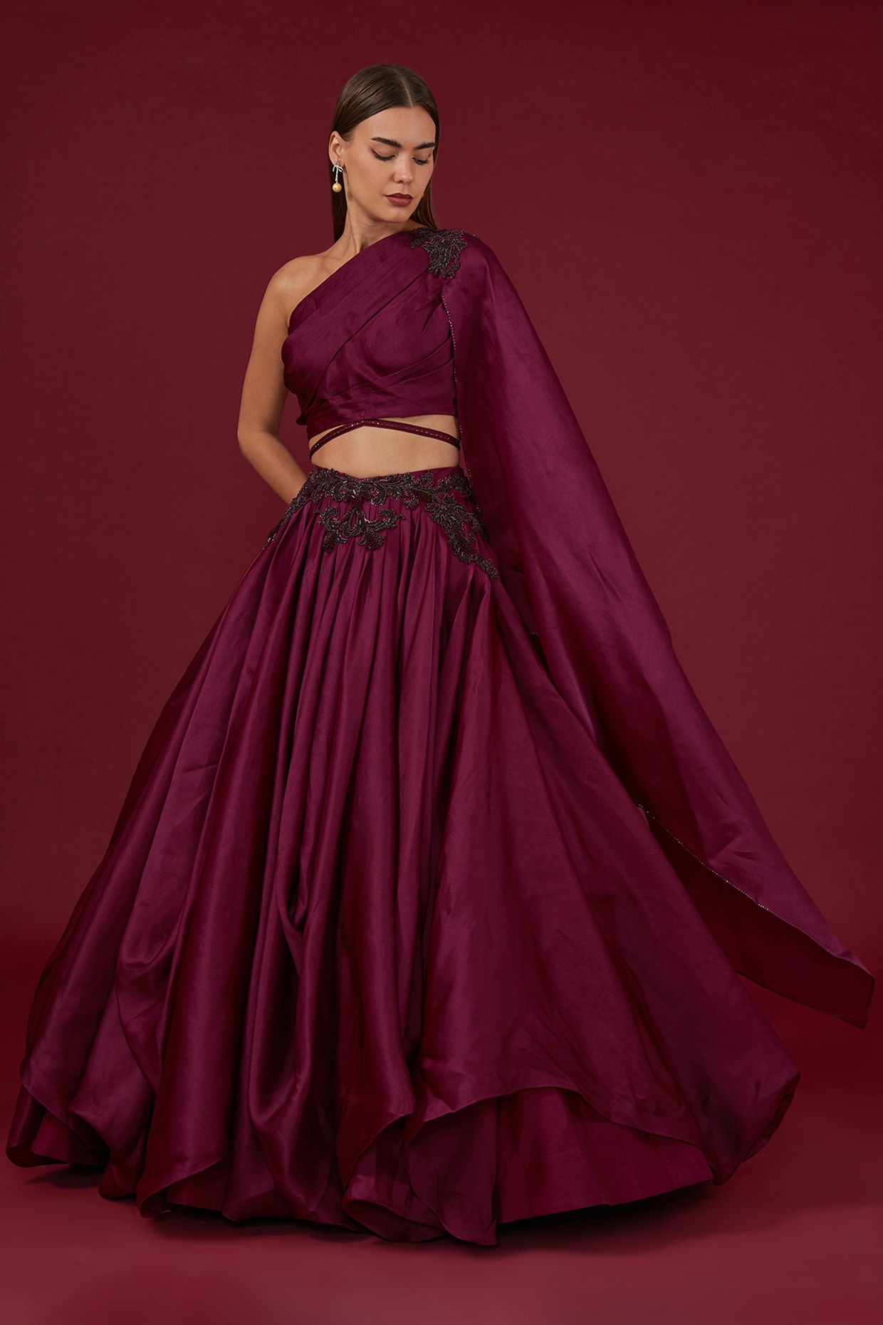 Maroon Color Full Length Flared Gown for Birthday, Party & Marriage Wear