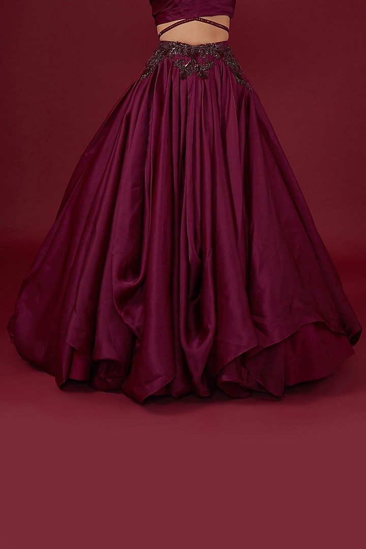 Marsala Organza Zardosi Embroidered Skirt Set by Shantnu & Nikhil at Pernia's Pop Up Shop