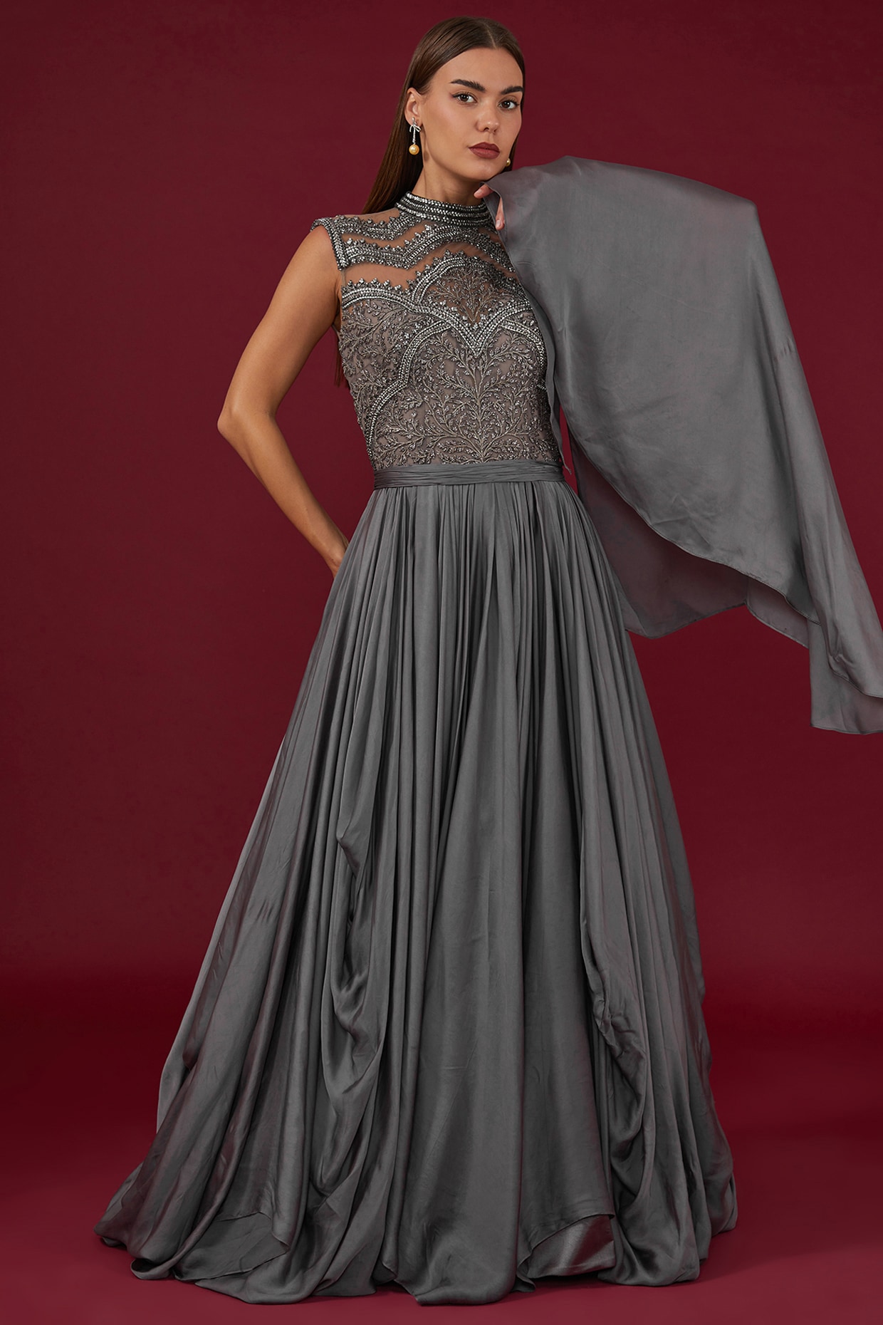 One-Shoulder Strappy Long Sequin Formal Dress