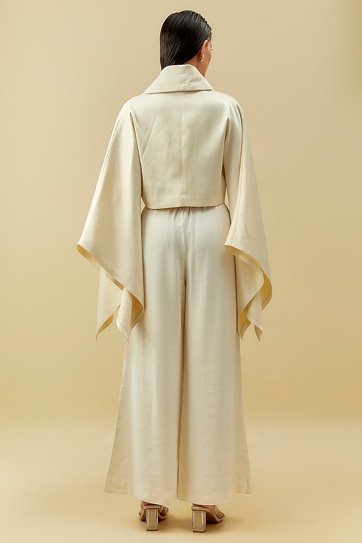 Pearled Ivory Satin Crop Jacket by Shantnu & Nikhil at Pernia's Pop Up Shop