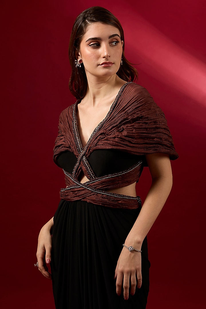 Black Jersey Bead Embellished Wedding Gown by Shantnu & Nikhil at Pernia's Pop Up Shop