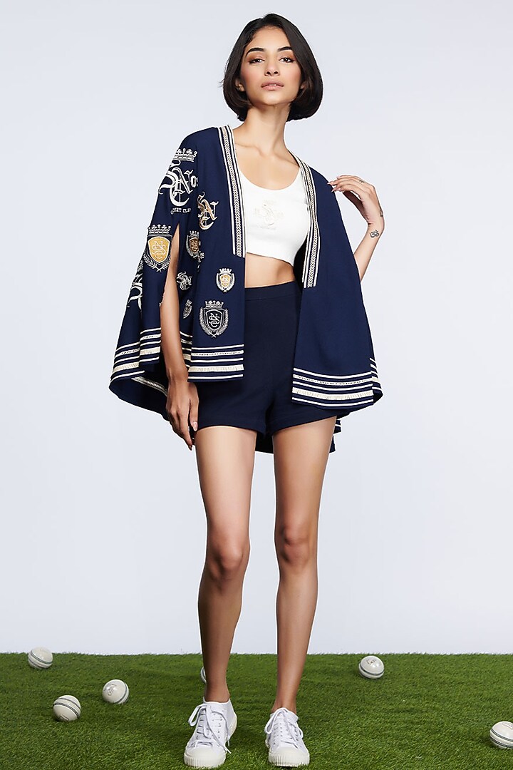 Navy Blue Lycra Cape by S&N by Shantnu Nikhil at Pernia's Pop Up Shop