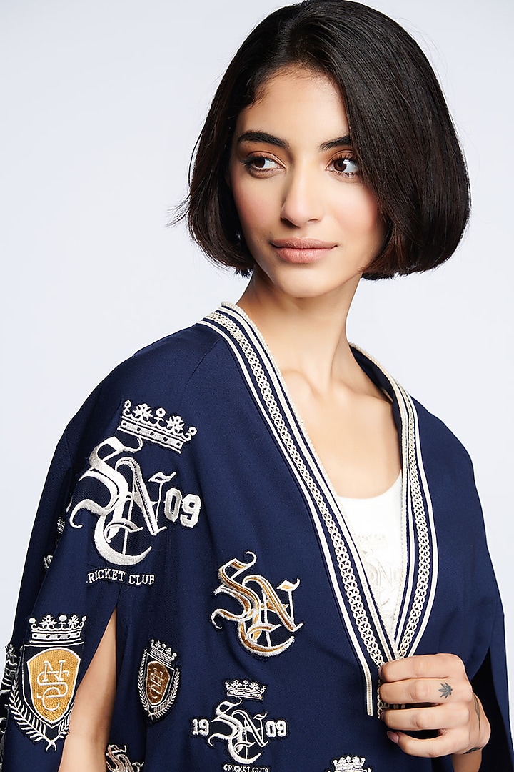 Navy Blue Lycra Cape by S&N by Shantnu Nikhil at Pernia's Pop Up Shop