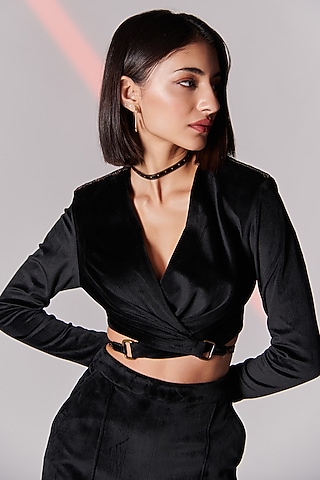Black Velvet Wrapped Top by S&N by Shantnu Nikhil