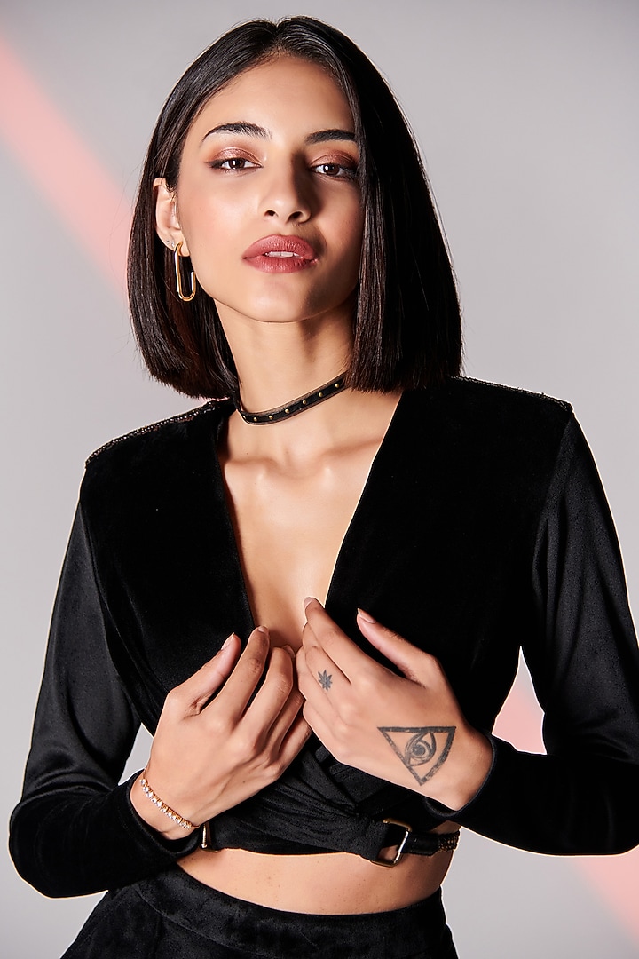 Black Velvet Wrapped Top by S&N by Shantnu Nikhil at Pernia's Pop Up Shop