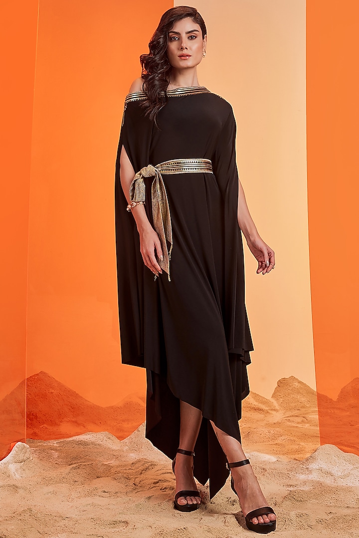 Black Poly Blend Off-Shoulder Dress by S&N by Shantnu Nikhil at Pernia's Pop Up Shop