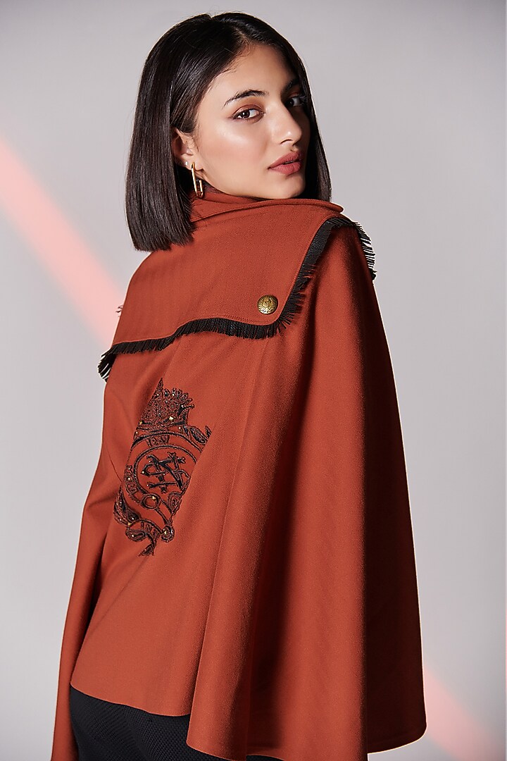 Rust Poly Blend Cape by S&N by Shantnu Nikhil at Pernia's Pop Up Shop