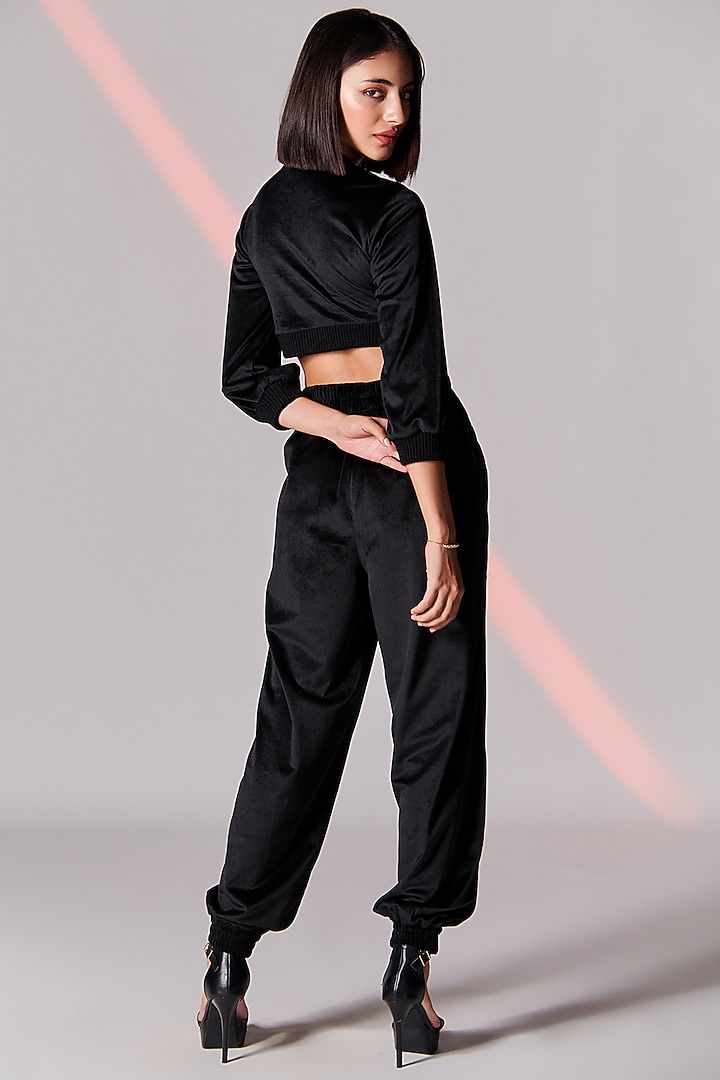 Black Velvet Cropped Sweatshirt by S&N by Shantnu Nikhil at Pernia's Pop Up Shop