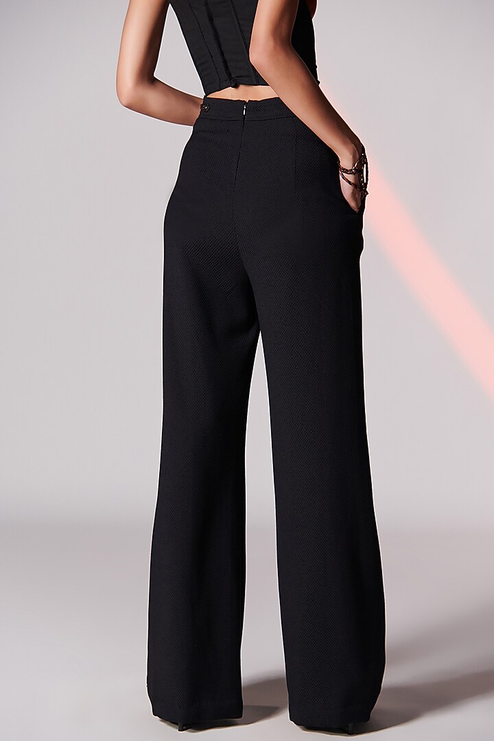 Black Poly Jersey Pants by S&N by Shantnu Nikhil at Pernia's Pop Up Shop