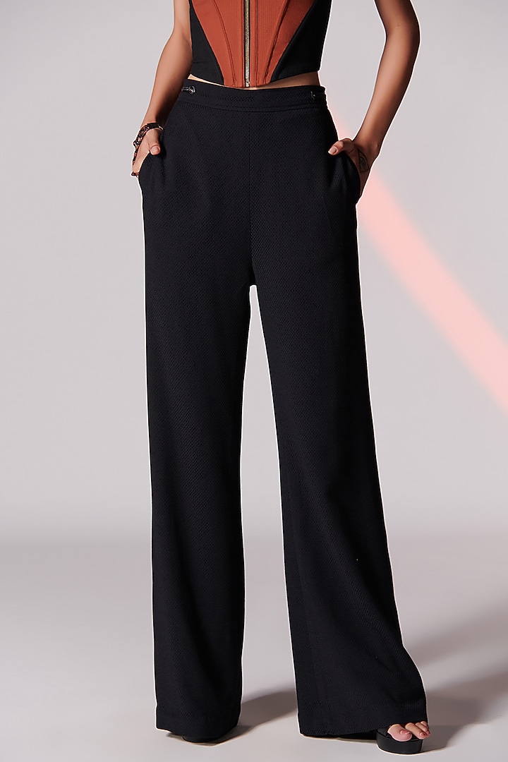 Black Poly Jersey Pants by S&N by Shantnu Nikhil at Pernia's Pop Up Shop