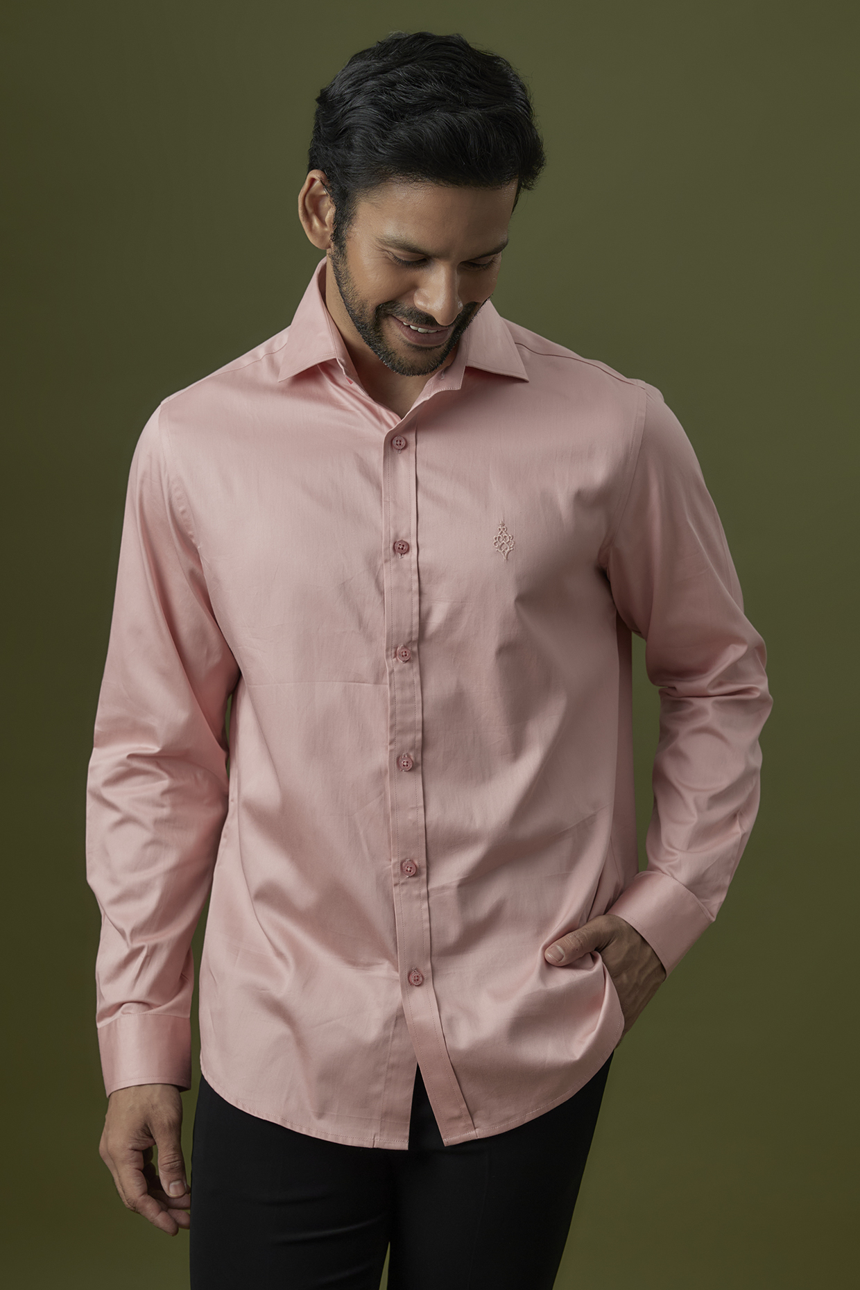 Pink Viscose & Lycra Shirt by S&N by Shantnu Nikhil Men