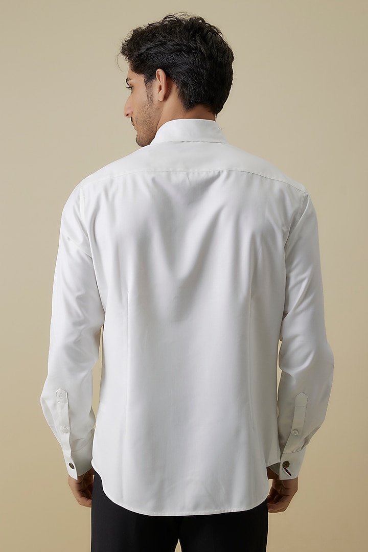 Off-White Terylene Viscose Spandex Blend Wedding Shirt by S&N by Shantnu Nikhil Men at Pernia's Pop Up Shop