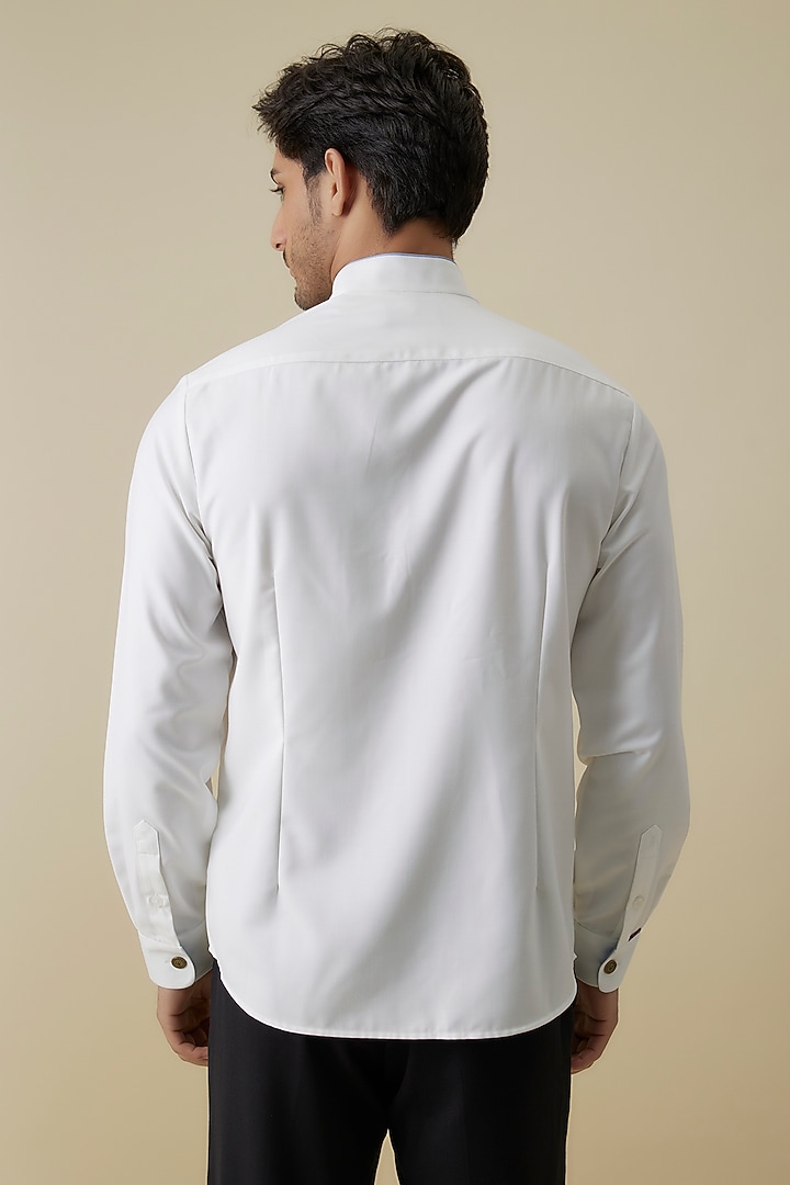 Off-White Terylene Viscose Spandex Blend Wedding Shirt by S&N by Shantnu Nikhil Men at Pernia's Pop Up Shop