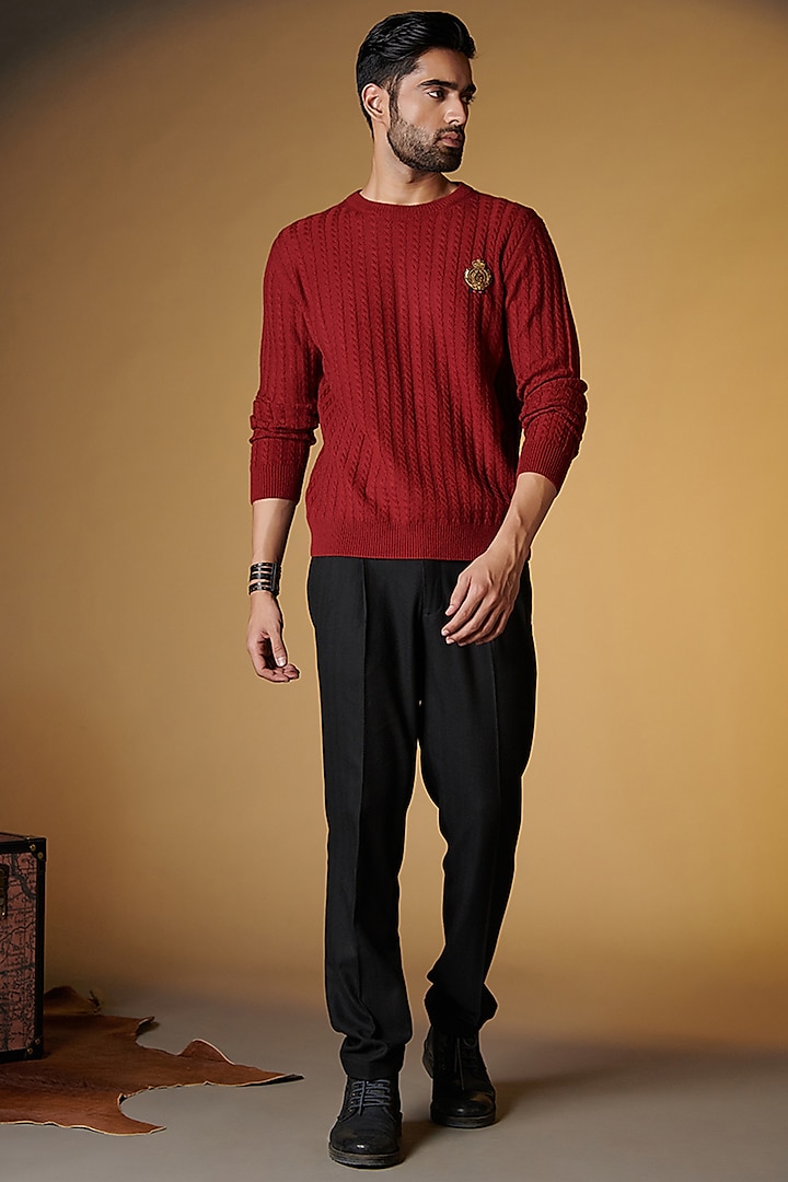 Cherry Merino Wool Sweater by S&N by Shantnu Nikhil Men