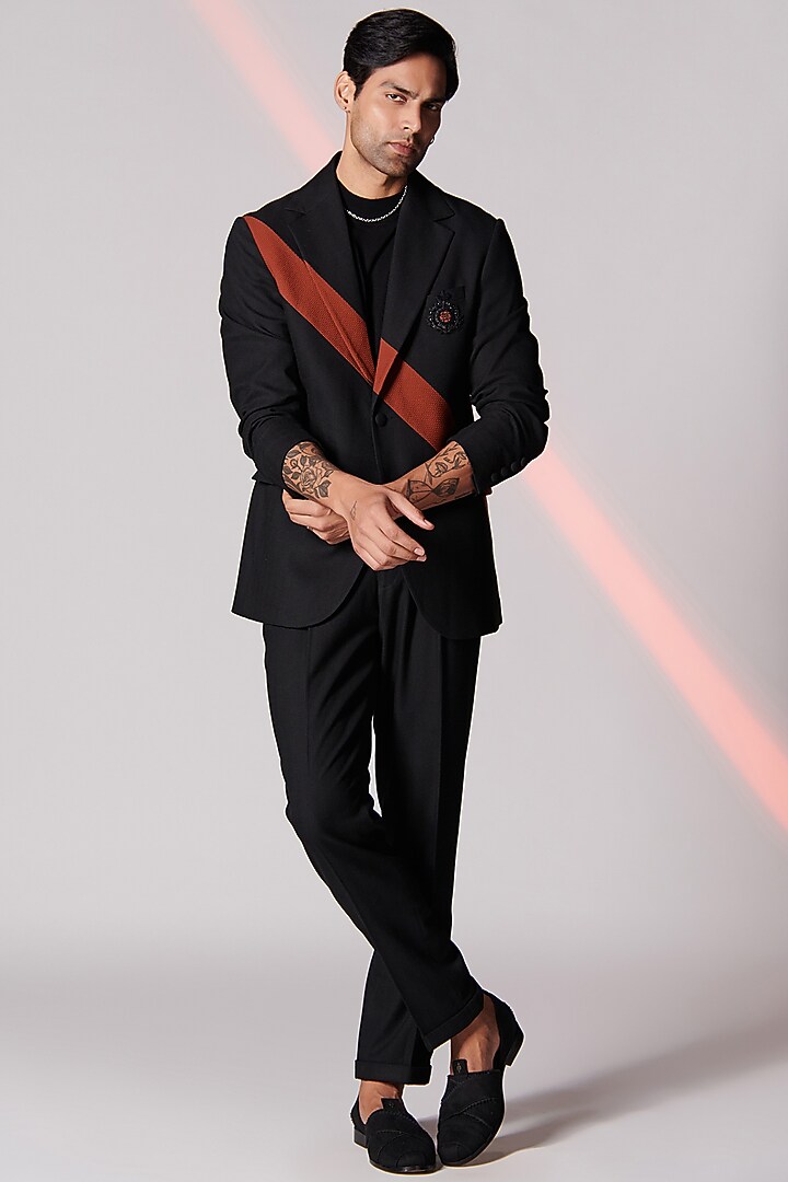 Black Suiting Fabric Jacket by S&N by Shantnu Nikhil Men at Pernia's Pop Up Shop