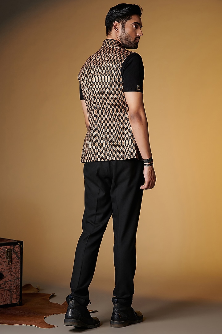 Beige Crepe Jersey Printed Waistcoat by S&N by Shantnu Nikhil Men at Pernia's Pop Up Shop