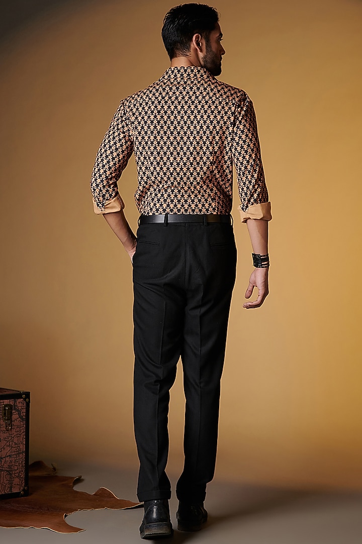 Beige Crepe Jersey Printed Party Wear Shirt by S&N by Shantnu Nikhil Men at Pernia's Pop Up Shop